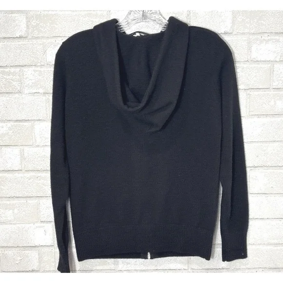 100% Cashmere Black Zip Hoodie Sweater XS Stars Nautical Coastal Preppy Capsule - Picture 3 of 9